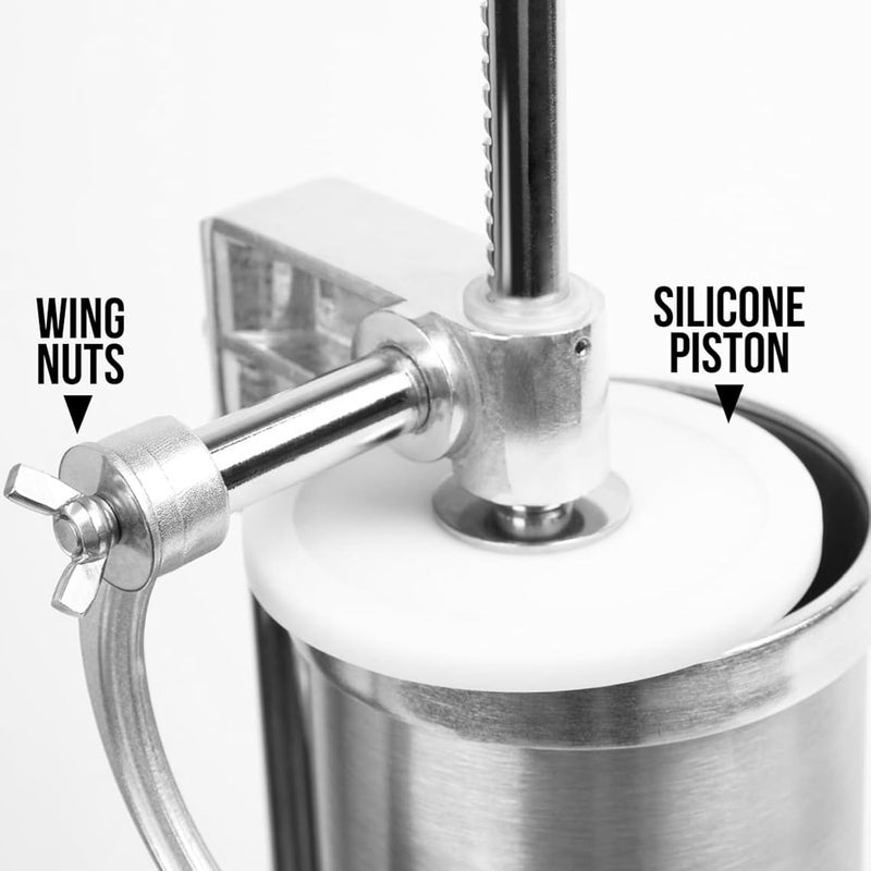 MASTER FENG 5 LBS Sausage Stuffer Vertical Stainless Steel Stuffing Maker Machine Packed with 4 Stuffing Funnels - Image 3